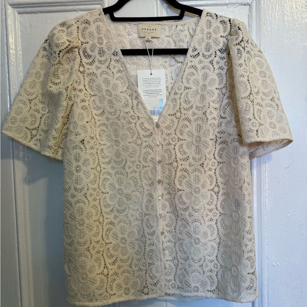 Sezane Emma Blouse - Ecru size 6 - Picture 5 of 11